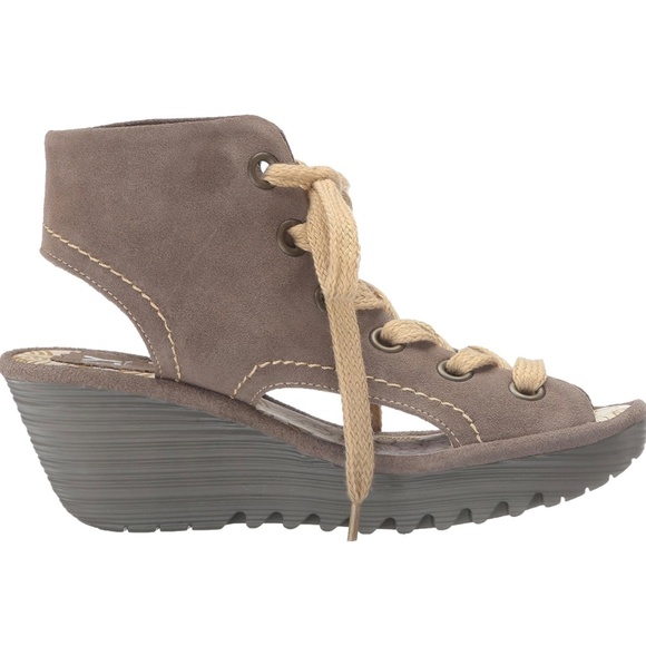 Fly London Yaba Suede Lace-Up Wedges Size 37 -7 - Picture 2 of 11